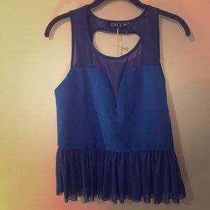 Royal Blue adorable cute out peplum top